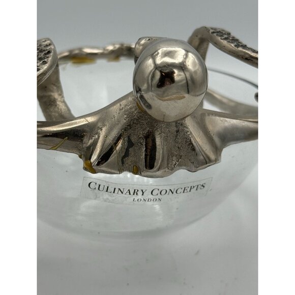 Culinary Concepts London Silver Plated Octopus Embedded Clear Bowl With Tags - Picture 13 of 15
